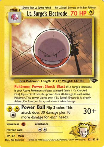 Lt. Surge's Electrode 052/132  - Unlimited Gym Challenge - Uncommon