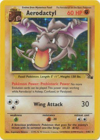 Aerodactyl (1) (1) 001/62  - Unlimited Holofoil Fossil - Holo Rare