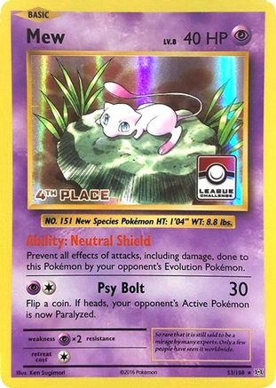 Mew (League Challenge) [4th Place] 053/108  - Holofoil League & Championship Cards - Promo