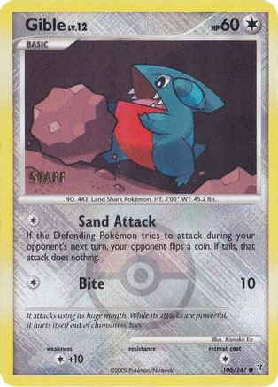 Gible (Championship Promo) [Staff] 106/147  - Reverse Holofoil League & Championship Cards - Promo