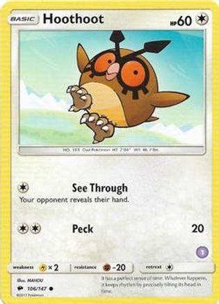 Hoothoot (1) 106  SM Trainer Kit Alolan Sandslash & Alolan Ninetales - Common