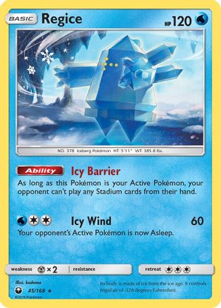Regice 045/168  - Reverse Holofoil SM  Celestial Storm - Rare