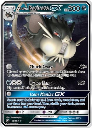 Alolan Raticate GX 085/168  - Holofoil SM  Celestial Storm - Ultra Rare