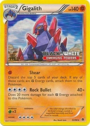 Gigalith 53/98 (Prerelease) [Staff] (Prerelease) [Staff] 053/98  - Holofoil Black and White Promos - Promo