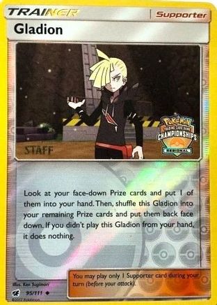 Gladion (Regional Championships) [Staff] 095/111  - Reverse Holofoil League & Championship Cards - Promo