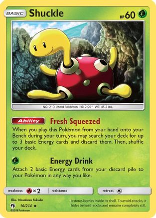 Shuckle 016/214  - Reverse Holofoil SM  Lost Thunder - Uncommon