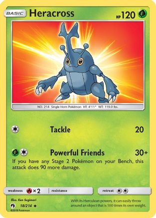 Heracross 018/214  - Reverse Holofoil SM  Lost Thunder - Uncommon