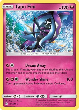 Tapu Fini 151/214  - Holofoil SM  Lost Thunder - Holo Rare