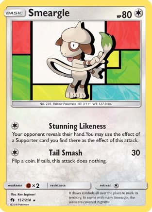 Smeargle 157/214  - Reverse Holofoil SM  Lost Thunder - Rare