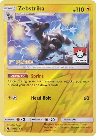 Zebstrika (League Challenge) [1st Place] 082/214  - Reverse Holofoil League & Championship Cards - Promo