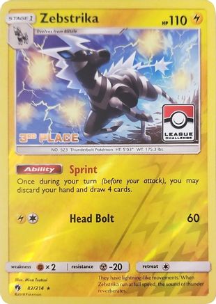 Zebstrika (League Challenge) [3rd Place] 082/214  - Reverse Holofoil League & Championship Cards - Promo