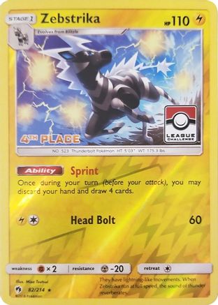 Zebstrika (League Challenge) [4th Place] 082/214  - Reverse Holofoil League & Championship Cards - Promo