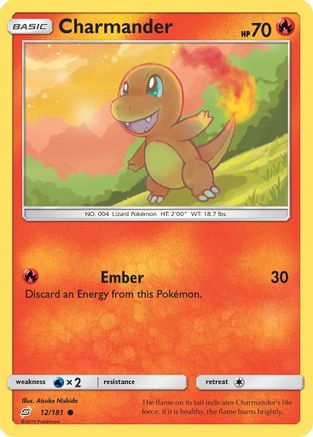 Charmander (12) (12) 012/181  - Reverse Holofoil SM  Team Up - Common