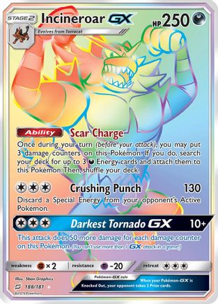Incineroar GX (Secret) 188  - Holofoil SM  Team Up - Secret Rare