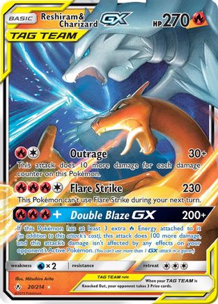 Reshiram & Charizard GX 020/214  - Holofoil SM  Unbroken Bonds - Ultra Rare