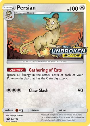 Persian (Prerelease) SM182  - Holofoil SM Promos - Promo