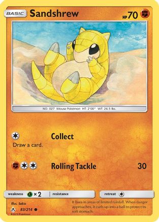 Sandshrew 083/214  - Reverse Holofoil SM  Unbroken Bonds - Common