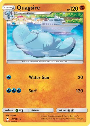 Quagsire 097/214  - Reverse Holofoil SM  Unbroken Bonds - Rare