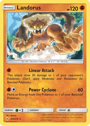 Landorus 103  - Reverse Holofoil SM  Unbroken Bonds - Holo Rare