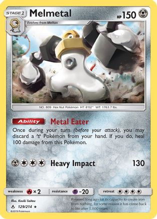 Melmetal 129/214  - Holofoil SM  Unbroken Bonds - Holo Rare