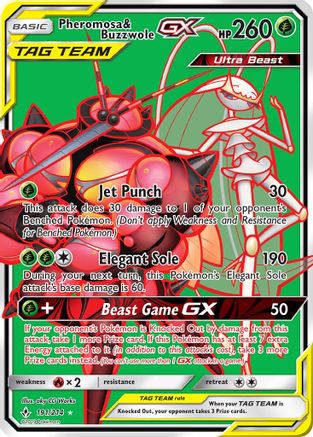 Pheromosa & Buzzwole GX (191) (Full Art) (191)  191  - Holofoil SM  Unbroken Bonds - Ultra Rare