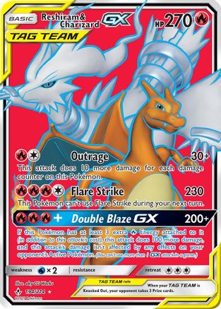 Reshiram & Charizard GX (Full Art) 194/214  - Holofoil SM  Unbroken Bonds - Ultra Rare