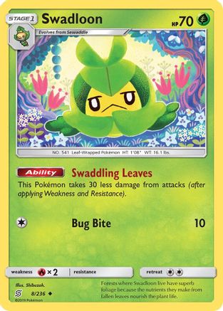 Swadloon 008/236  - Reverse Holofoil SM  Unified Minds - Uncommon