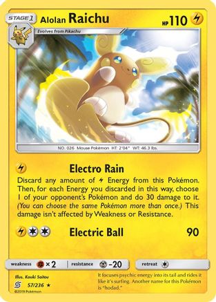 Alolan Raichu 057/236  - Reverse Holofoil SM  Unified Minds - Holo Rare