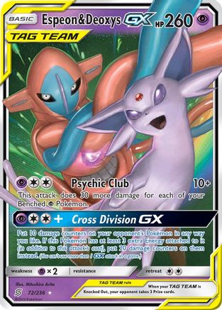 Espeon & Deoxys GX 072/236  - Holofoil SM  Unified Minds - Ultra Rare