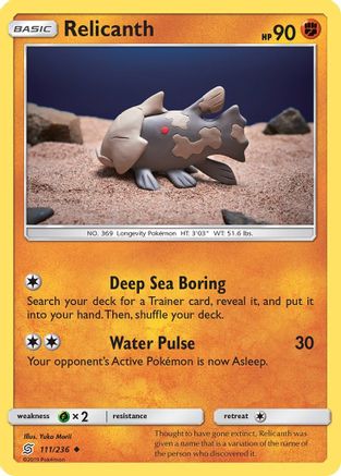 Relicanth 111/236  - Reverse Holofoil SM  Unified Minds - Uncommon