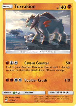 Terrakion 122  - Holofoil SM  Unified Minds - Holo Rare