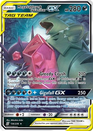 Mega Sableye & Tyranitar GX 126/236  - Holofoil SM  Unified Minds - Ultra Rare