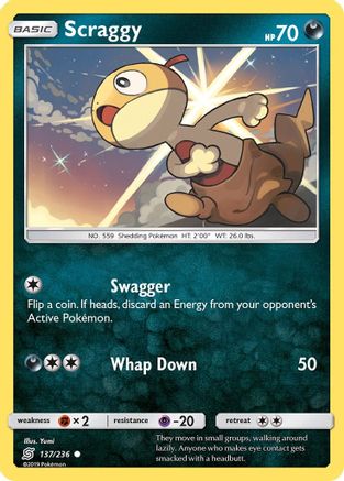 Scraggy 137/236  - Reverse Holofoil SM  Unified Minds - Common