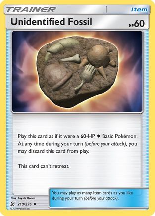 Unidentified Fossil 210/236  - Reverse Holofoil SM  Unified Minds - Uncommon