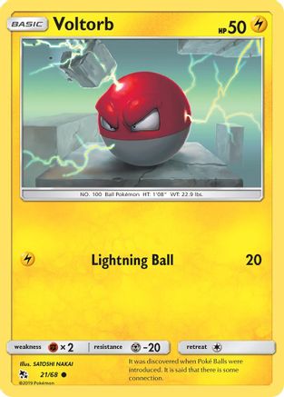 Voltorb 021/68  - Reverse Holofoil Hidden Fates - Common