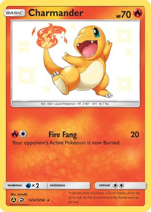 Charmander SV6/SV94  - Holofoil Hidden Fates Shiny Vault - Shiny Holo Rare