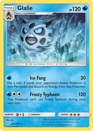 Glalie 048  - Reverse Holofoil SM  Cosmic Eclipse - Rare