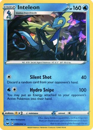 Inteleon (Cracked Ice Holo) 059/202  - Holofoil Deck Exclusives - Holo Rare