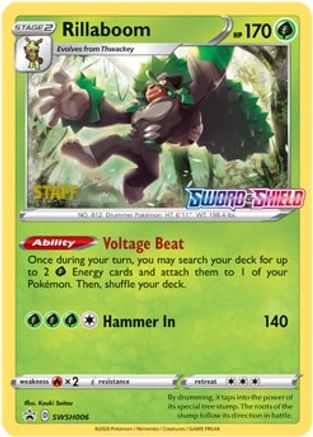 Rillaboom (Prerelease) [Staff] SWSH006  - Holofoil SWSH Sword & Shield Promo Cards - Promo