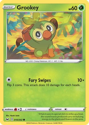 Grookey (010) (010) 010/202  SWSH01 Sword & Shield Base Set - Common