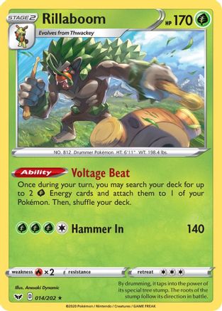 Rillaboom (014) (014) 014/202  - Holofoil SWSH01 Sword & Shield Base Set - Holo Rare