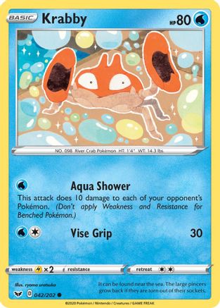 Krabby (042) (042) 042/202  - Reverse Holofoil SWSH01 Sword & Shield Base Set - Common