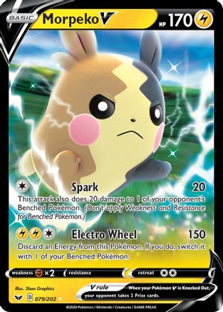 Morpeko V 079/202  - Holofoil SWSH01 Sword & Shield Base Set - Ultra Rare