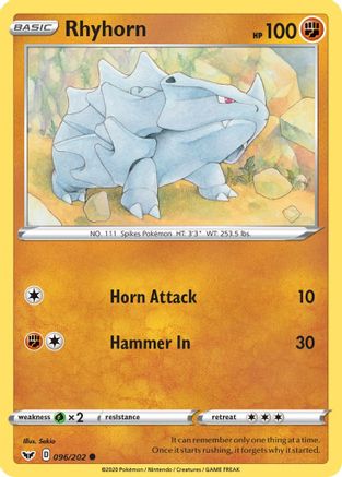 Rhyhorn (096) (096) 096/202  SWSH01 Sword & Shield Base Set - Common