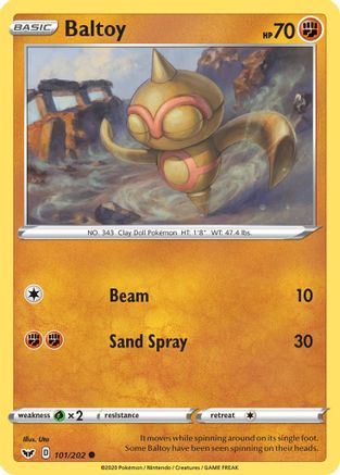 Baltoy (101) (101) 101/202  - Reverse Holofoil SWSH01 Sword & Shield Base Set - Common