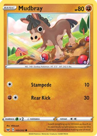 Mudbray 105/202  SWSH01 Sword & Shield Base Set - Common