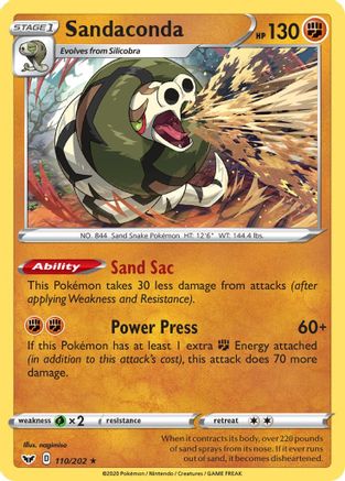 Sandaconda (110) (110) 110/202  - Reverse Holofoil SWSH01 Sword & Shield Base Set - Holo Rare