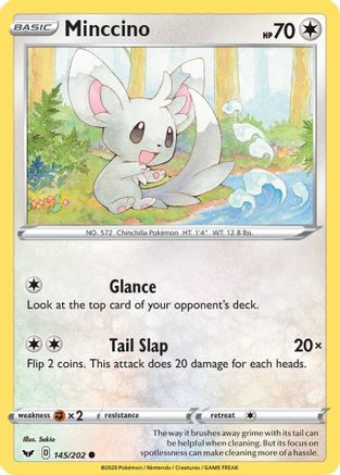 Minccino (145) (145) 145/202  - Reverse Holofoil SWSH01 Sword & Shield Base Set - Common