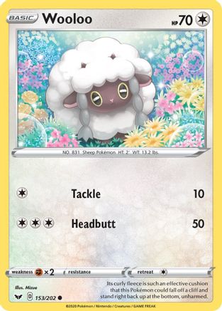 Wooloo (153) (153) 153/202  - Reverse Holofoil SWSH01 Sword & Shield Base Set - Common