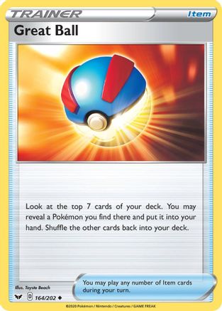 Great Ball 164/202  - Reverse Holofoil SWSH01 Sword & Shield Base Set - Uncommon